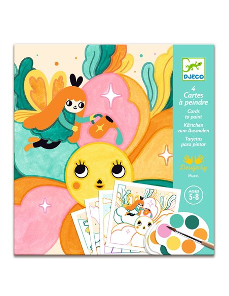 4 cartes à peindre -Jardin Féérique  - Djeco