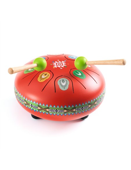 Animambo - Tambour à languettes rouge - 8 notes - Djeco