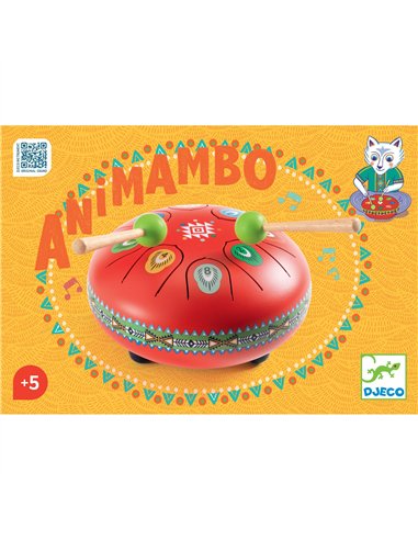Animambo - Tambour à languettes rouge - 8 notes - Djeco