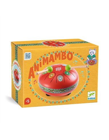 Animambo - Tambour à languettes rouge - 8 notes - Djeco
