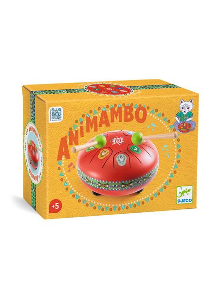 Animambo - Tambour à languettes rouge - 8 notes - Djeco