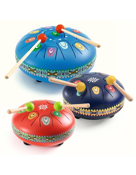 Animambo - Tambour à languettes rouge - 8 notes - Djeco