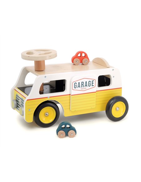 Porteur Van-garage en bois – avec rampes et voitures - Vilac