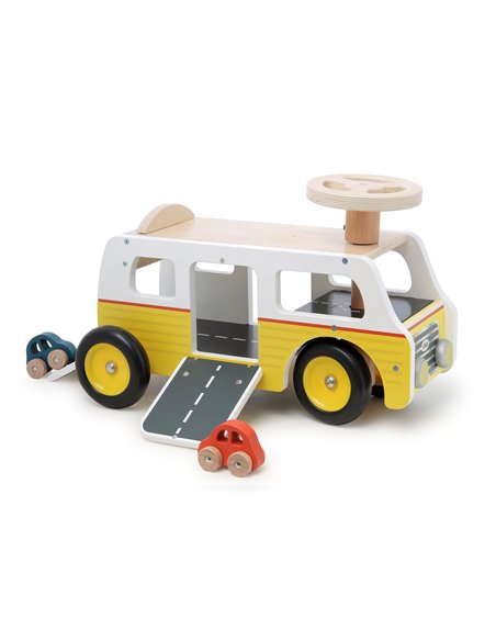 Porteur Van-garage en bois – avec rampes et voitures - Vilac