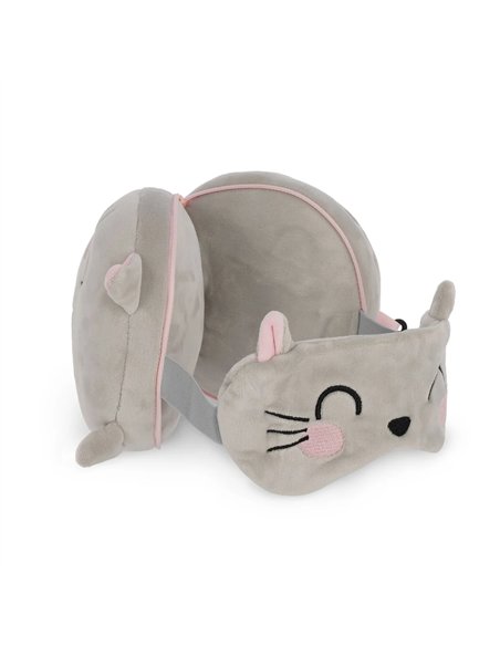 Coussin de Voyage avec Masque de Sommeil Kitty - My Travel Buddy - LEGAMI