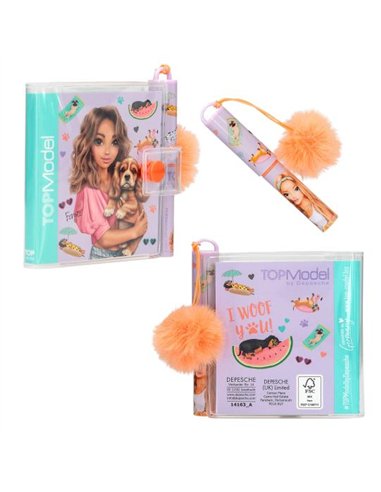 TOPModel Mini bloc-notes avec stylo SUNNY DOG