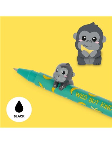 Stylo Gel avec Animal Décoratif Gorilla «Wild but Kind» - Lovely Friends - Legami