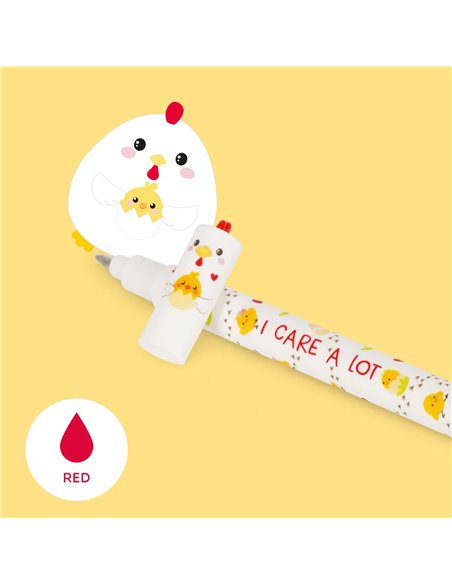 Stylo legami encre gel effacable - poule Hen «I Care a Lot» - Erasable Pen - Legami