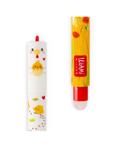 Stylo legami encre gel effacable - poule Hen «I Care a Lot» - Erasable Pen - Legami