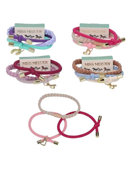 Miss Melody Set d'élastiques à cheveux noeuds et tresses