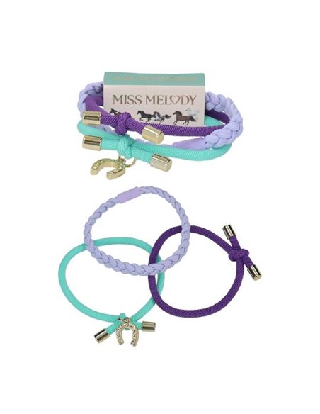 Miss Melody Set d'élastiques à cheveux noeuds et tresses