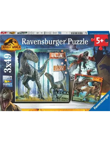 Puzzles Enfants 3x49 pièces - Jurassic Park - T-rex et autres dinosaures - ravensburger