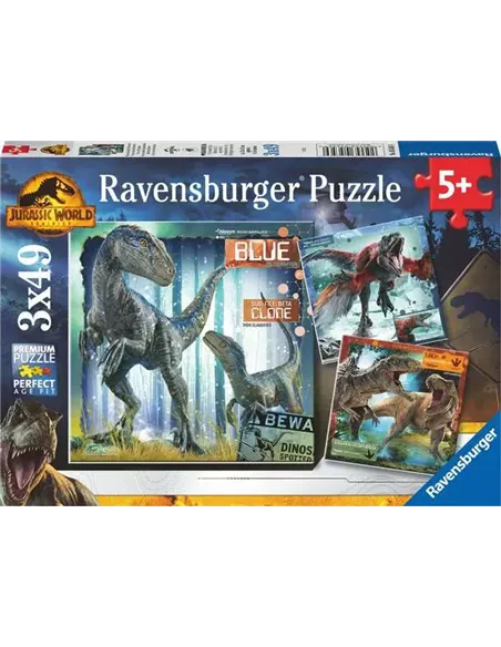 Puzzles Enfants 3x49 pièces - Jurassic Park - T-rex et autres dinosaures - ravensburger