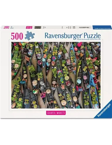 Puzzle Adultes 500 pièces - Marché flottant, Indonésie