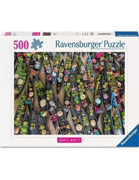 Puzzle Adultes 500 pièces - Marché flottant, Indonésie
