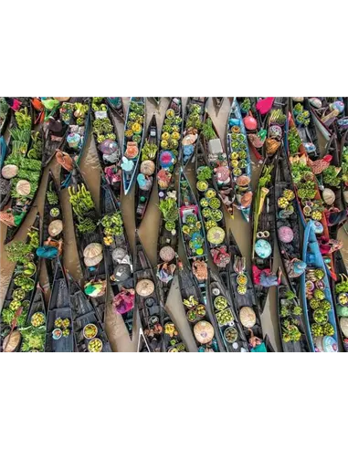 Puzzle Adultes 500 pièces - Marché flottant, Indonésie