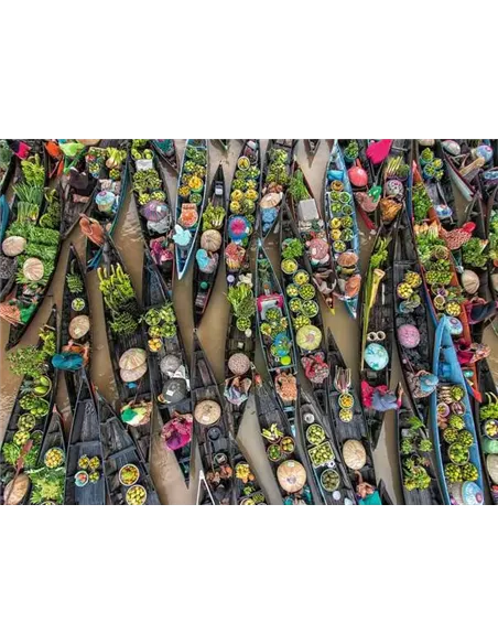 Puzzle Adultes 500 pièces - Marché flottant, Indonésie