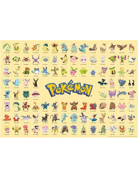 Puzzle Adultes 1000 pièces - Pokémon - Pokédex de la région de Johto