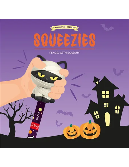 Crayon avec Anti-stress Halloween Mummy Cat « Nine Lives Later » - Squeezies halloween - Legami