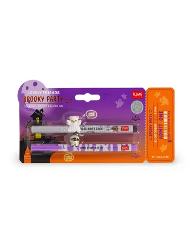 Set de 2 Stylos Gel avec Animal Décoratif - Lovely Friends - Spooky Party halloween 2026 - Legami