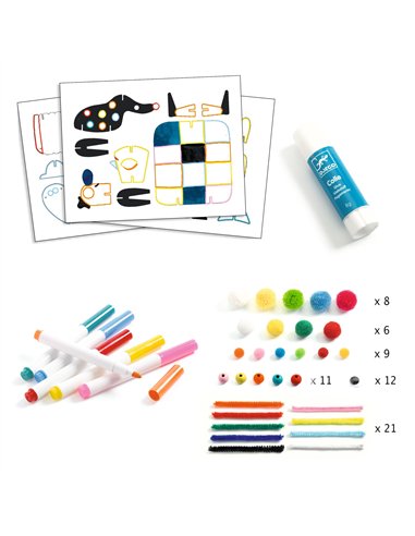 COFFRETS MULTI ACTIVITES - Creative - Coffret d'activités… tout est utilisé ! - Grands bonhommes et petits toutous - Djeco