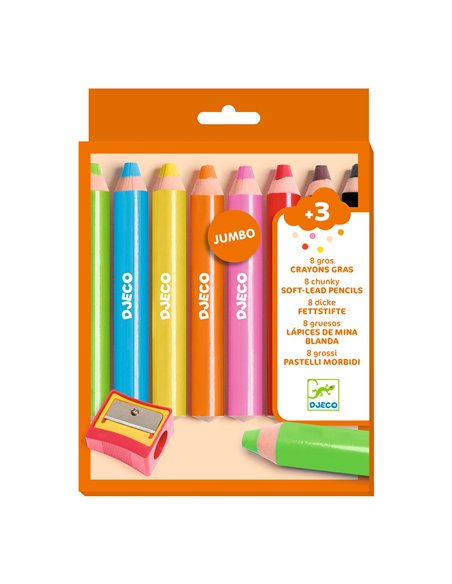 CRAYONS - 8 gros CRAYONS GRAS - Djeco