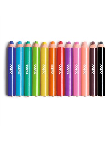 CRAYONS - 12 gros CRAYONS GRAS - Djeco