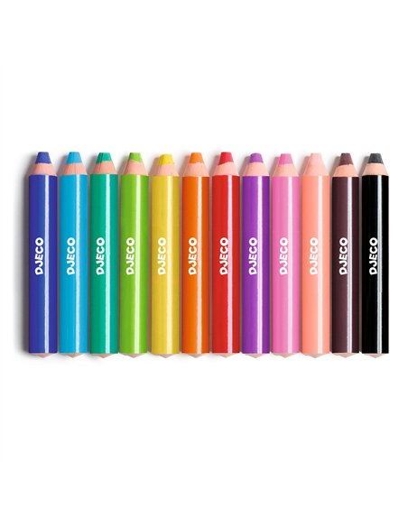 CRAYONS - 12 gros CRAYONS GRAS - Djeco