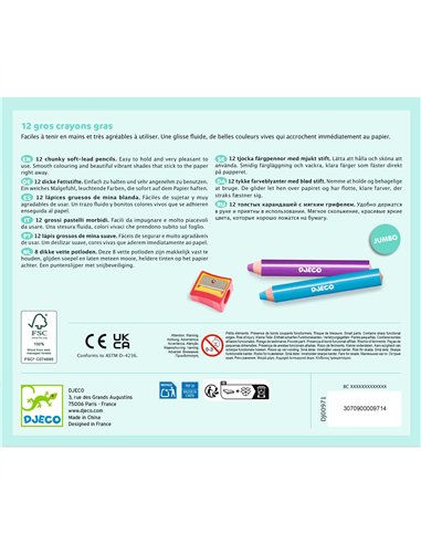 CRAYONS - 12 gros CRAYONS GRAS - Djeco