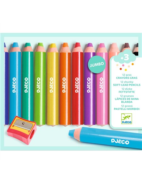 CRAYONS - 12 gros CRAYONS GRAS - Djeco
