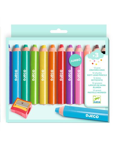 CRAYONS - 12 gros CRAYONS GRAS - Djeco