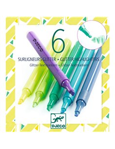 FEUTRES ET MARQUEURS - Lot de 6 surligneurs glitter- Mojito - Djeco 2