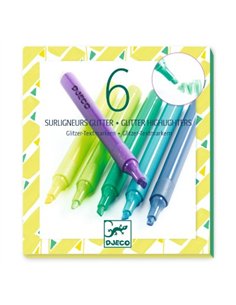FEUTRES ET MARQUEURS - Lot de 6 surligneurs glitter- Mojito - Djeco