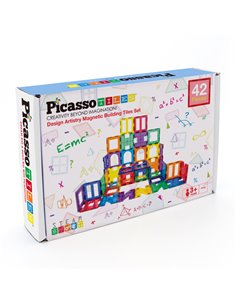 PicassoTiles Magnetic Tile Building Set de formes uniques 42 Pieces