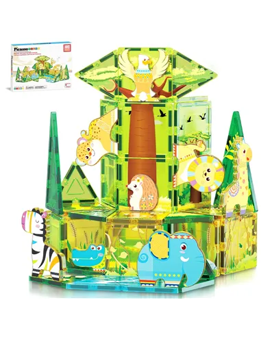 PicassoTiles Kit Magnétique 46 Pièces Thème safari