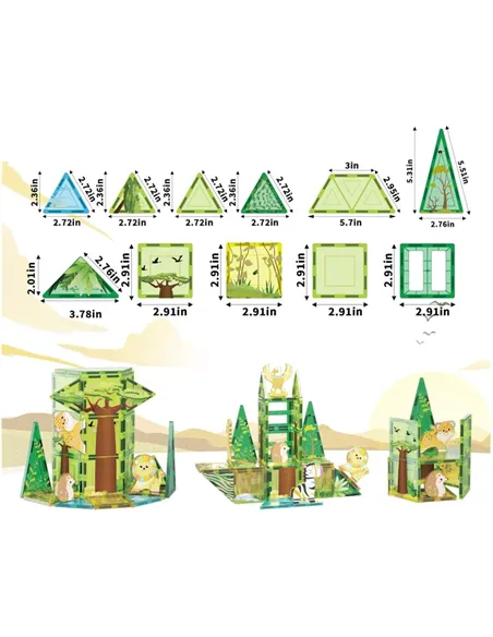 PicassoTiles Kit Magnétique 46 Pièces Thème safari