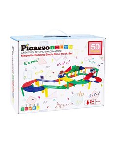 Circuit de course PicassoTiles - Tuiles de construction magnétiques, 50 pièces