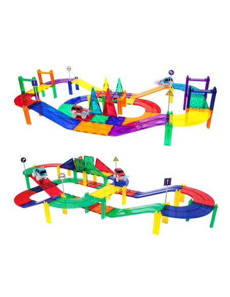 Circuit de course PicassoTiles - Tuiles de construction magnétiques, 50 pièces