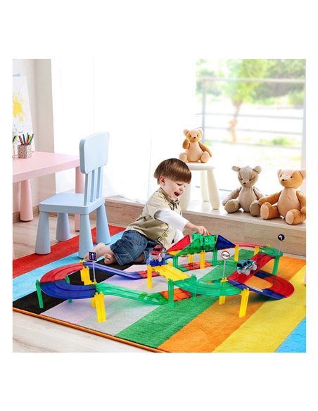Circuit de course PicassoTiles - Tuiles de construction magnétiques, 50 pièces