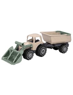 Plasto Tracteur avec Chargeur Frontal et Remorque Couleur Sable 57 cm 