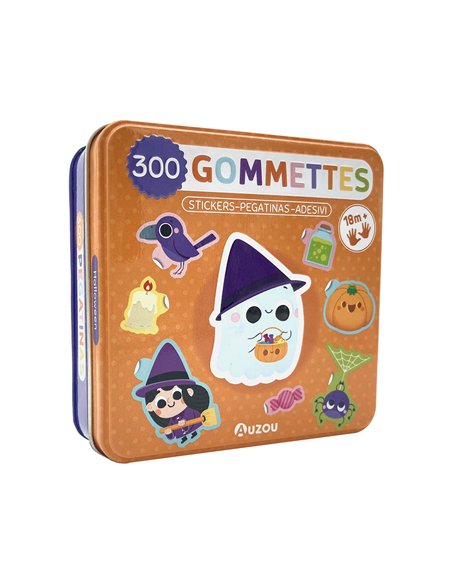 BOÎTE MÉTAL - 300 GOMMETTES HALLOWEEN