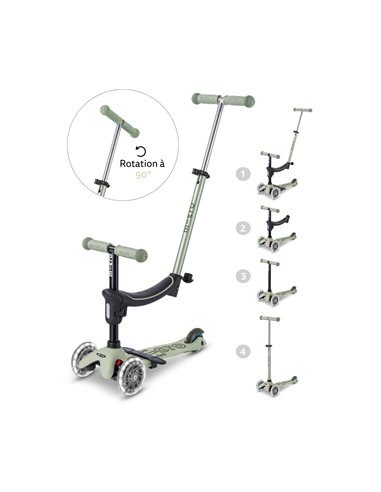 Trottinette évolutive Micro Mini2Grow 2.0 Vert Sauge LED