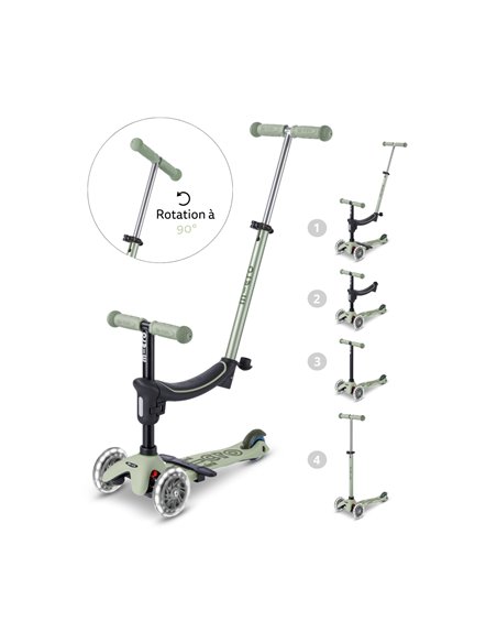 Trottinette évolutive Micro Mini2Grow 2.0 Vert Sauge LED
