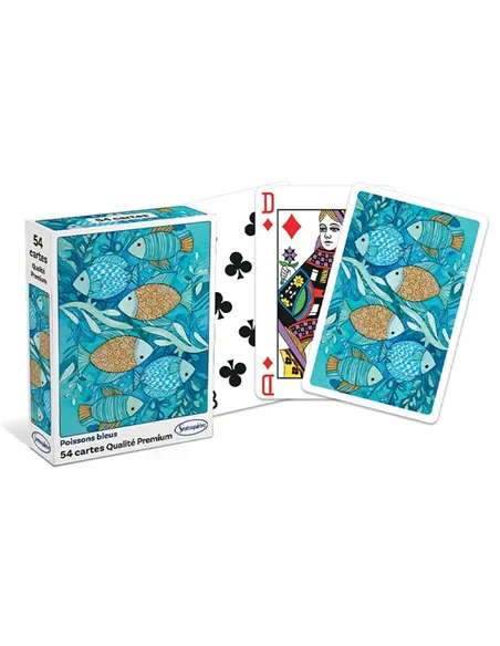 Jeu de 54 cartes classique "Poissons Bleus" - sentosphère