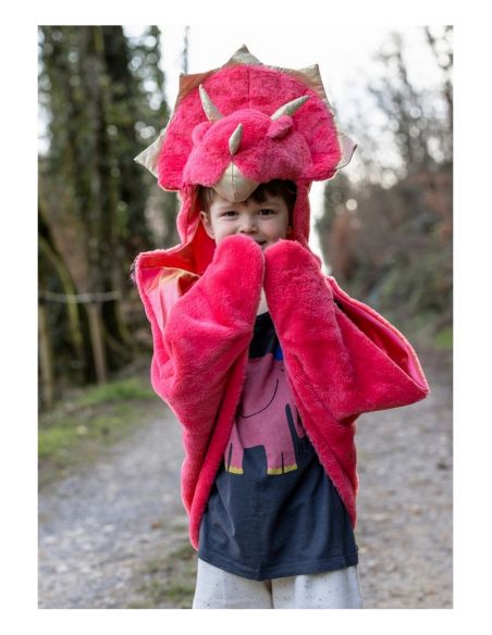 Cape de Triceratops bébé, douce et caline, rouge, taiile 2 ans - great pretenders