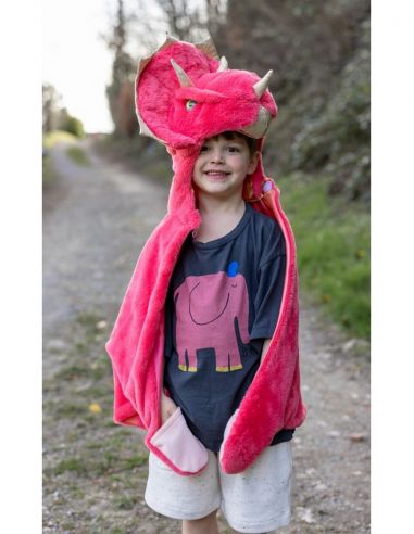 Cape de Triceratops bébé, douce et caline, rouge, taiile 2 ans - great pretenders
