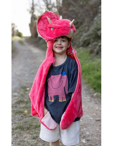 Cape de Triceratops bébé, douce et caline, rouge, taiile 2 ans - great pretenders