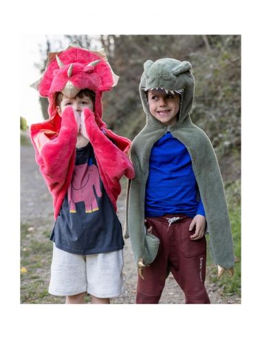 Cape de Triceratops bébé, douce et caline, rouge, taiile 2 ans - great pretenders