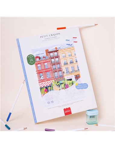 Petit Crayon Façades - Place Aux Fleurs - coffret coloriage au numéro - La petite épicerie