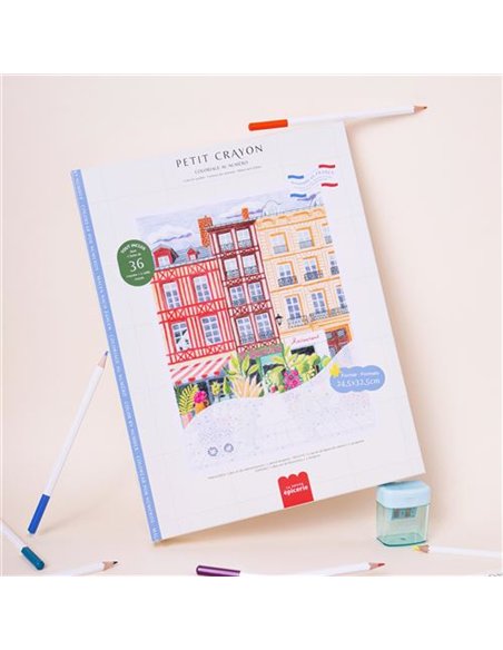 Petit Crayon Façades - Place Aux Fleurs - coffret coloriage au numéro - La petite épicerie